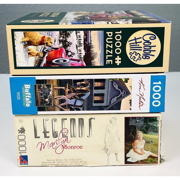 Lot 3 JIGSAW PUZZLES 1000pc Cobble Hill Sure-Lox Buffalo Marilyn Monroe COMPLETE - Picture 2 of 6